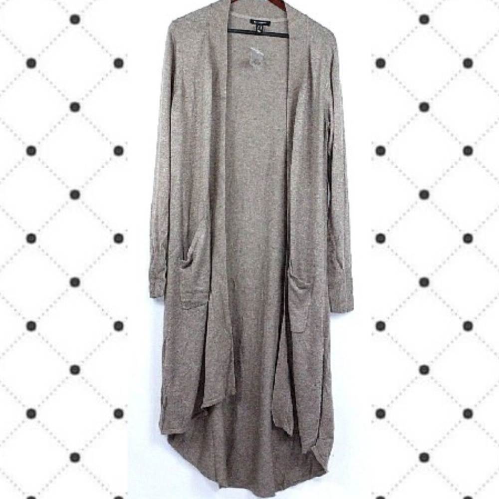 H by Halston Regular Open Front Hi-Low Cardigan